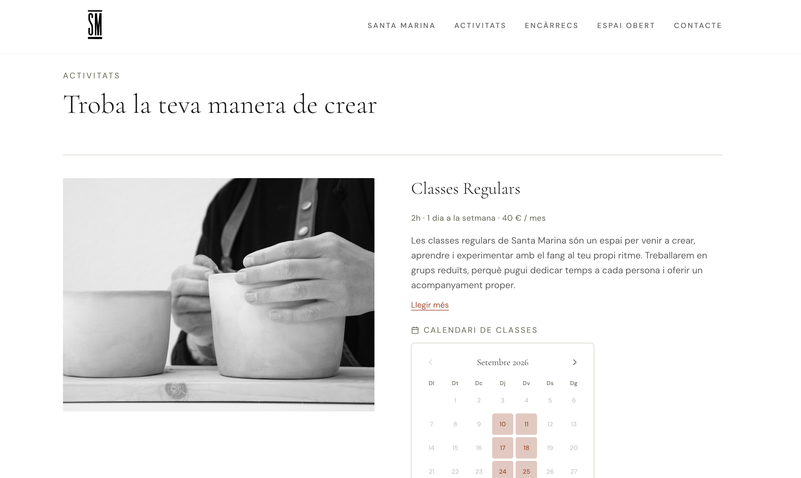 Activitats — clases regulares y calendario de actividades